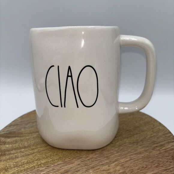 Rae Dunn CIAO Magenta Coffee Tea Mug Cup 5" NWOT Gift Party Hello Goodbye White - Picture 1 of 6